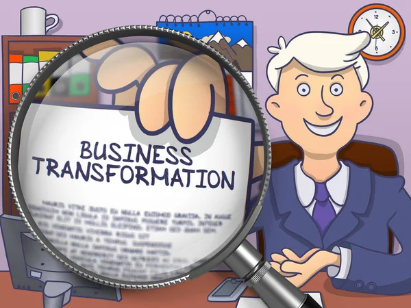 Трансформації бізнесу через збільшувального скла. Doodle дизайн. — стокове фото