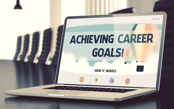 Achieving Career Goals - on Laptop Screen. Closeup. 3D. — Stock Photo, Image