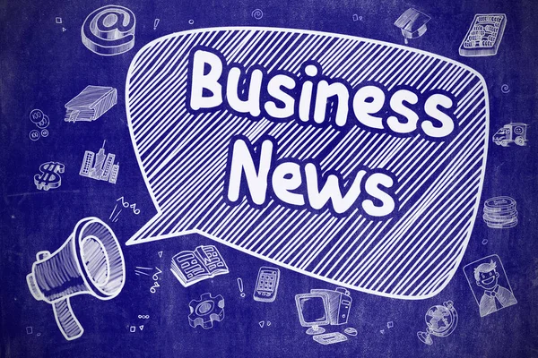 Business News - Doodle Illustration on Blue Chalkboard. — Stock Photo, Image