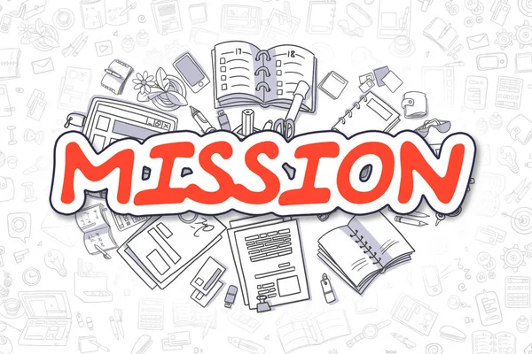 Mission - Cartoon Red Inscription. Business Concept. — Stock Photo, Image