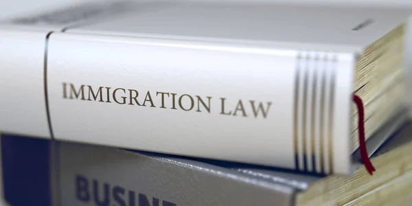 De titel van het boek op de rug - immigratiewetgeving. 3D. — Stockfoto