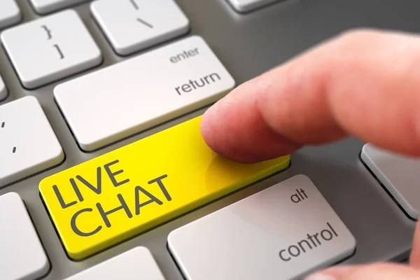 Live Chat - Modern Laptop Keyboard Concept. 3D. — Stock Photo, Image