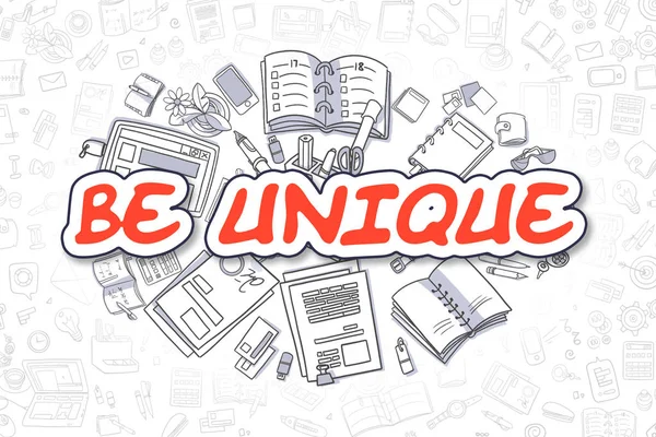 Be Unique - Doodle Red Word. Business Concept. — Stock Photo, Image