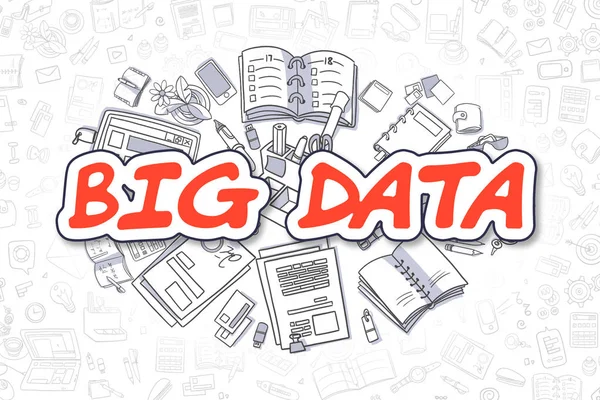 Big Data - tecknad röd Text. Affärsidé. — Stockfoto