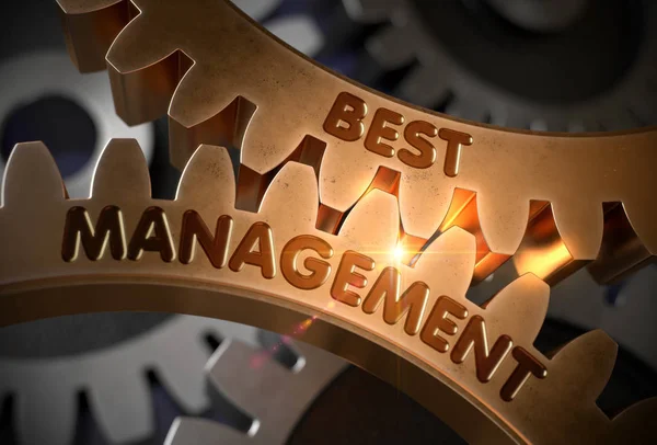 Cel mai bun concept de management. Golden Cogwheels. Ilustrație 3D . — Fotografie, imagine de stoc