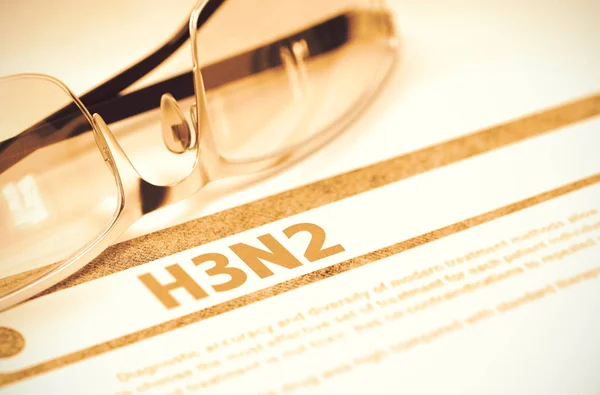 H3N2 - Diagnosi stampata su sfondo rosso. Illustrazione 3D . — Foto Stock