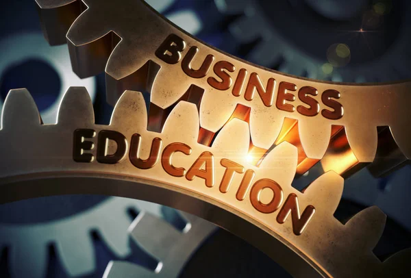 Concepto de educación empresarial. Golden Gears. Ilustración 3D . —  Fotos de Stock