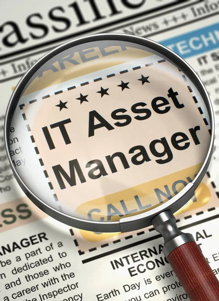 Apertura lavoro IT Asset Manager. 3D . — Foto Stock