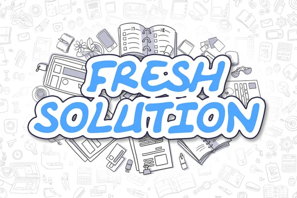 Fresh Solution - Doodle Blue Text (en inglés). Concepto de negocio . —  Fotos de Stock