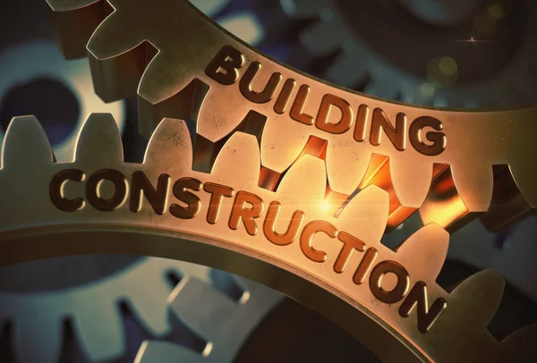 Building Construction on the Golden Gears. 3D Illustration. — Stock Photo, Image