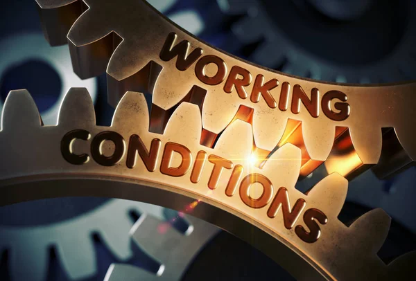 Working Conditions on the Golden Cog Gears. 3D Illustration. — Stock Photo, Image