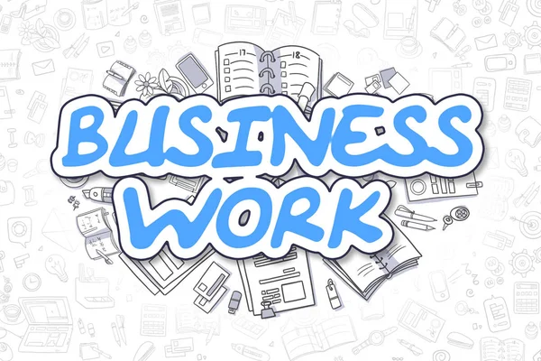 Business Work - Cartoon Blue Word. Business Concept.