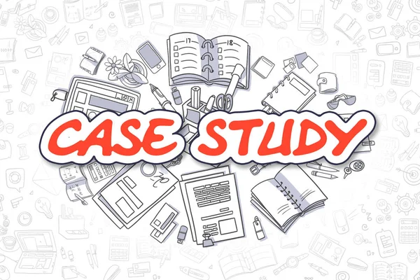Case Study - Doodle Red Word. Business Concept.