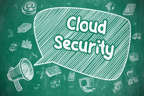 Cloud Security - ruční nakreslené ilustrace na modré tabule. — Stock fotografie