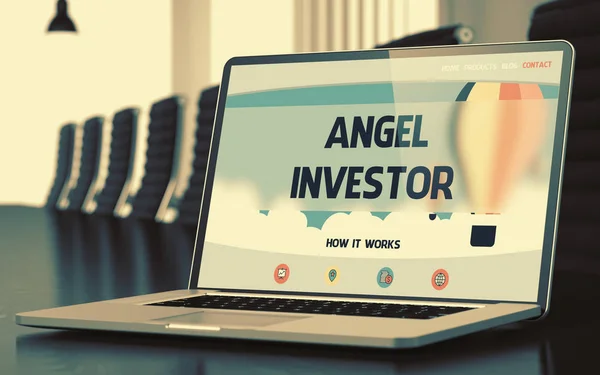 Angel Investor - en la pantalla del ordenador portátil. Primer plano. 3D . —  Fotos de Stock