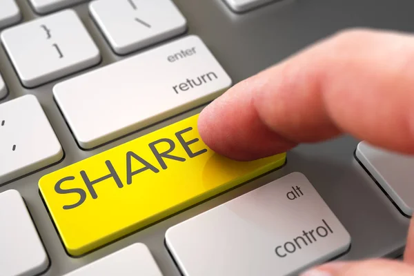 Ruky prst stiskněte tlačítko Share. 3D. — Stock fotografie