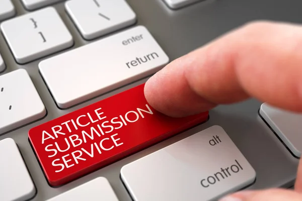 Hand artikel Submission Service toetsenbord aan te raken. 3D. — Stockfoto