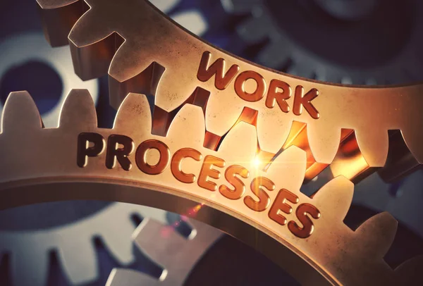 Golden Gears with Work Processes Concept. 3D Illustration. — Stock Photo, Image