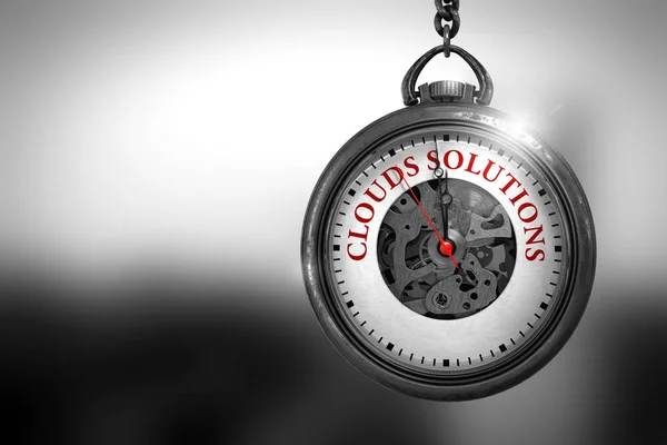 Clouds Solutions on Pocket Watch Face. 3D Illustration. — Stock Photo, Image