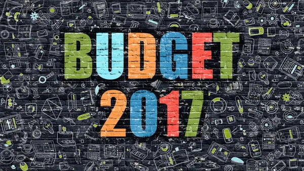 Προϋπολογισμός 2017 έννοια με Doodle σχέδιο εικονίδια. — Φωτογραφία Αρχείου