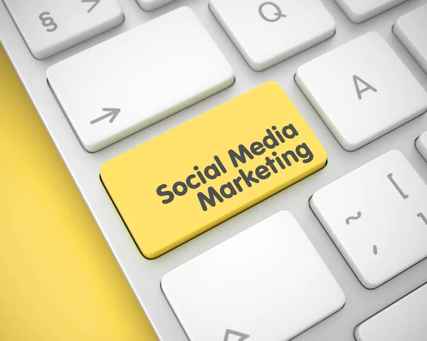 Маркетинг в социальных сетях - желтая кнопка клавиатуры. 3D . — стоковое фото