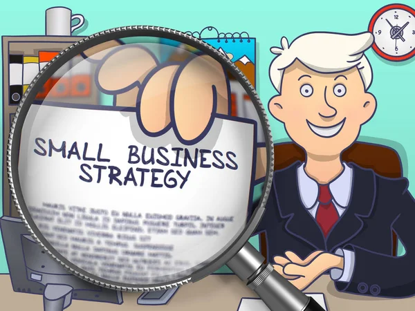 Small Business Strategy through Lens. Doodle Concept. — Stock Photo, Image