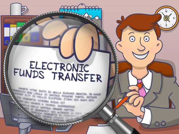 Electronic Funds Transfer through Lens. Doodle Concept. — Stock Photo, Image