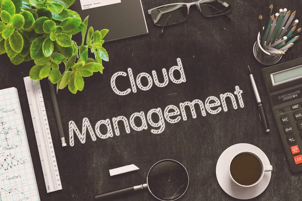 Cloud Management - Texto em Black Chalkboard. Renderização 3D . — Fotografia de Stock