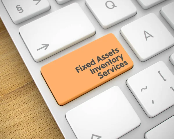Vaste activa inventaris Services - oranje toetsenbordtoets. 3D. — Stockfoto