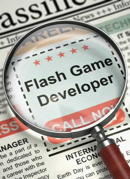 Flash Game Developer Hiring Now. 3D. — Stock Photo, Image