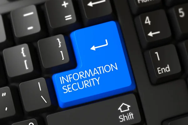Information Security CloseUp of Blue Keyboard Button. 3D. — Stock Photo, Image