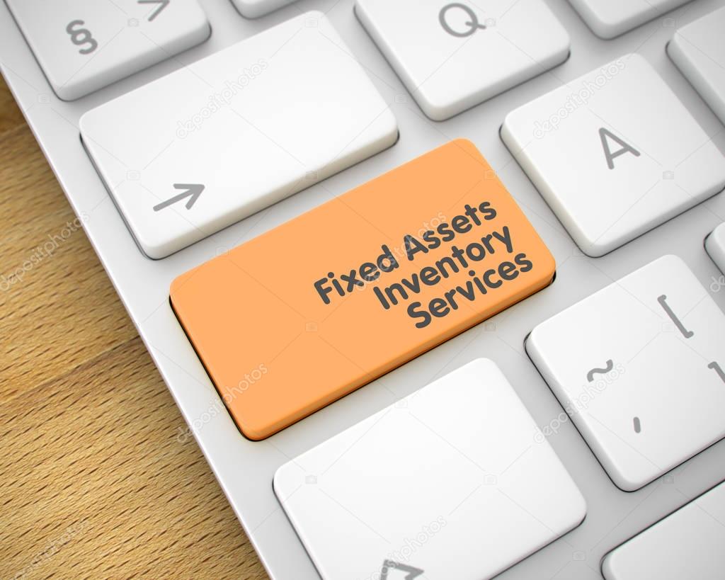Fixed Assets Inventory Services - Orange Keyboard Key. 3D.