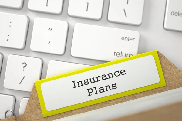 Sort Index Card with Inscription Insurance Plans. 3D. — Stock Photo, Image