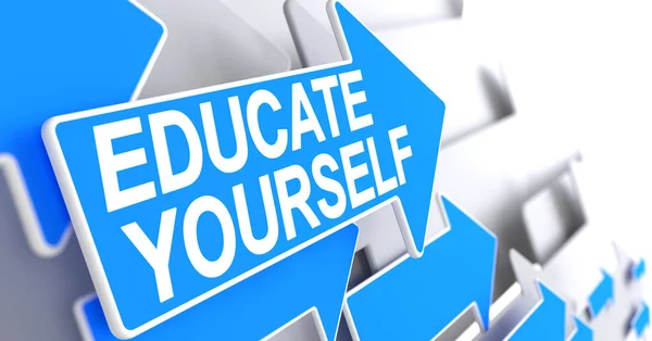 Educate Yourself - Inscription on the Blue Arrow. 3D. — Stock Photo, Image