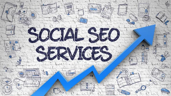 Servicios de SEO Social basados en Brickwall Blanco . —  Fotos de Stock