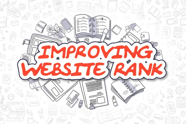 Îmbunătățirea site-ului Rank - Doodle Red Text. Business Concept . — Fotografie, imagine de stoc