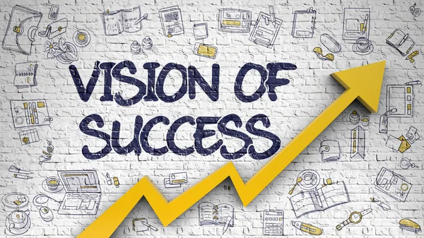 Vision Of Success Drawn on White Brick Wall. — Stock Photo, Image