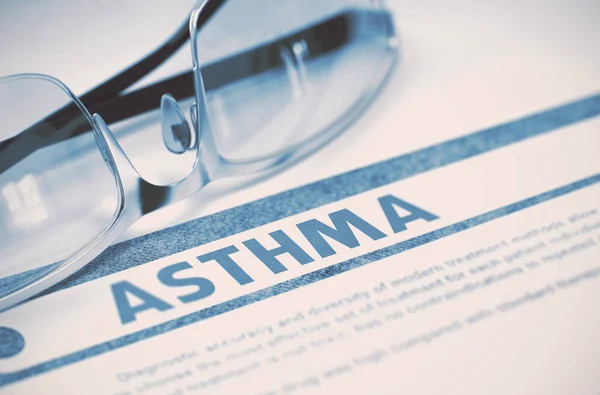 Astma. Lékařská koncepce na modrém pozadí. 3D obrázek. — Stock fotografie