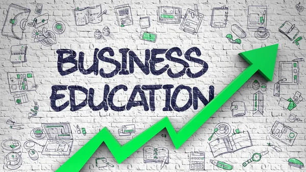 Business Education Drawn on White Brick Wall. — Stock Photo, Image