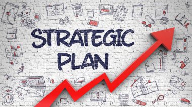 Stratejik Plan tuğla duvara çizilen.
