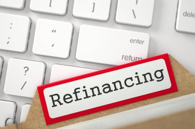 File Card with Refinancing. 3D. clipart