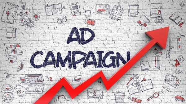 Ad Campaign Drawn on Brick Wall. — Stock Photo, Image