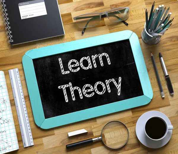 Chalkboard pequeno com teoria da aprendizagem. 3D . — Fotografia de Stock