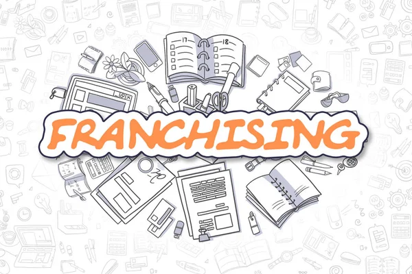 Franchising - Doodle Orange Inscription. Business Concept. — Stock Photo, Image