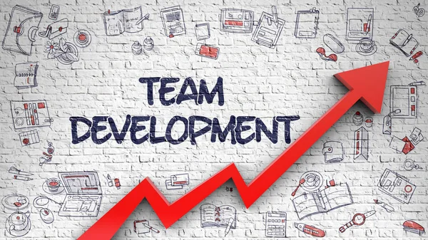 Team Development Drawn on White Brick Wall. — Stock Photo, Image