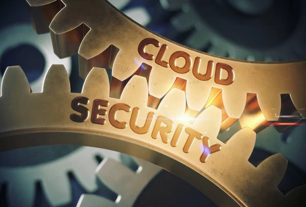 Cloud Security konceptet. Gyllene Cog Gears. 3D illustration. — Stockfoto