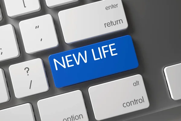 Клавиатура с синей клавиатурой - новая жизнь. 3D . — стоковое фото
