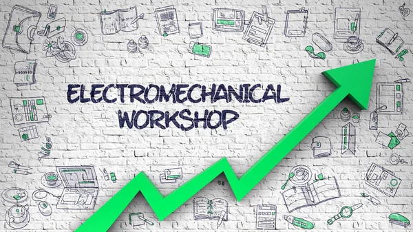 Elektromechanikus műhelyben készült a téglafal. — Stock Fotó