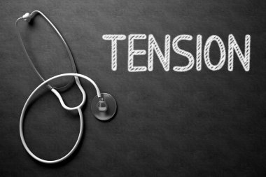 Kara tahta gerginlik konsepti ile. 3D çizim.