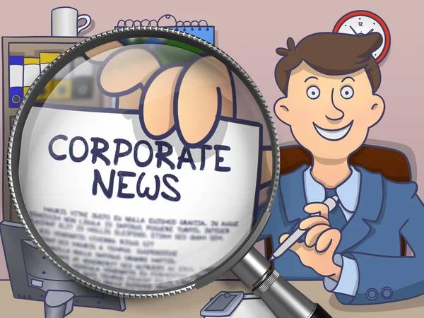 Corporate News through Lens. Doodle Concept.